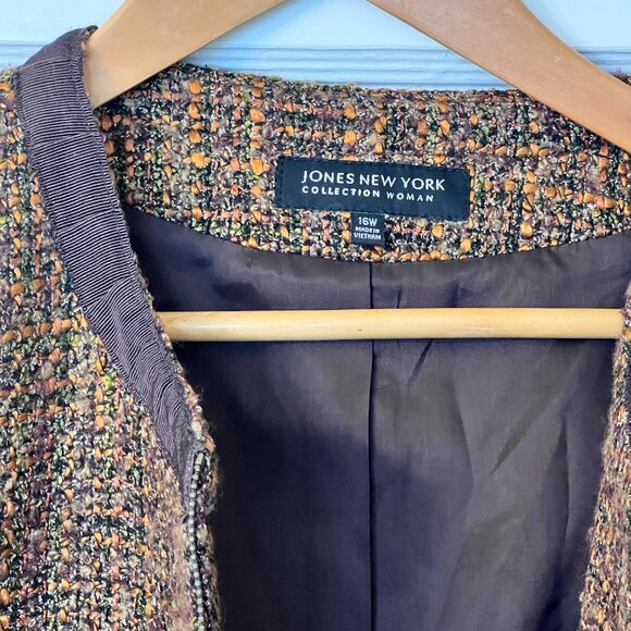Vintage Jones New York Woman Collection Tweed Blazer • Size 16W - Picture 4 of 6